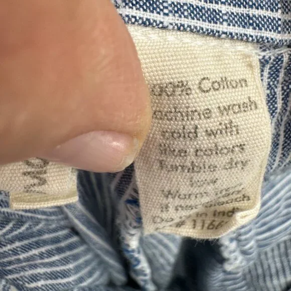 JAPNA Women's Size M Romper Jumpsuit Blue Striped straight  Leg 100% Cotton Casu - Picture 12 of 14